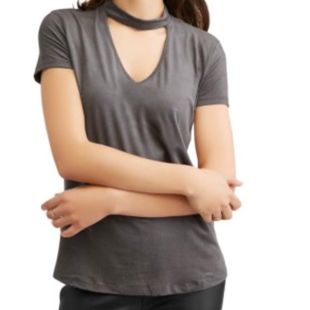 Zen Bohemian Faux Suede Charcoal Gray Choker Top•L-XL